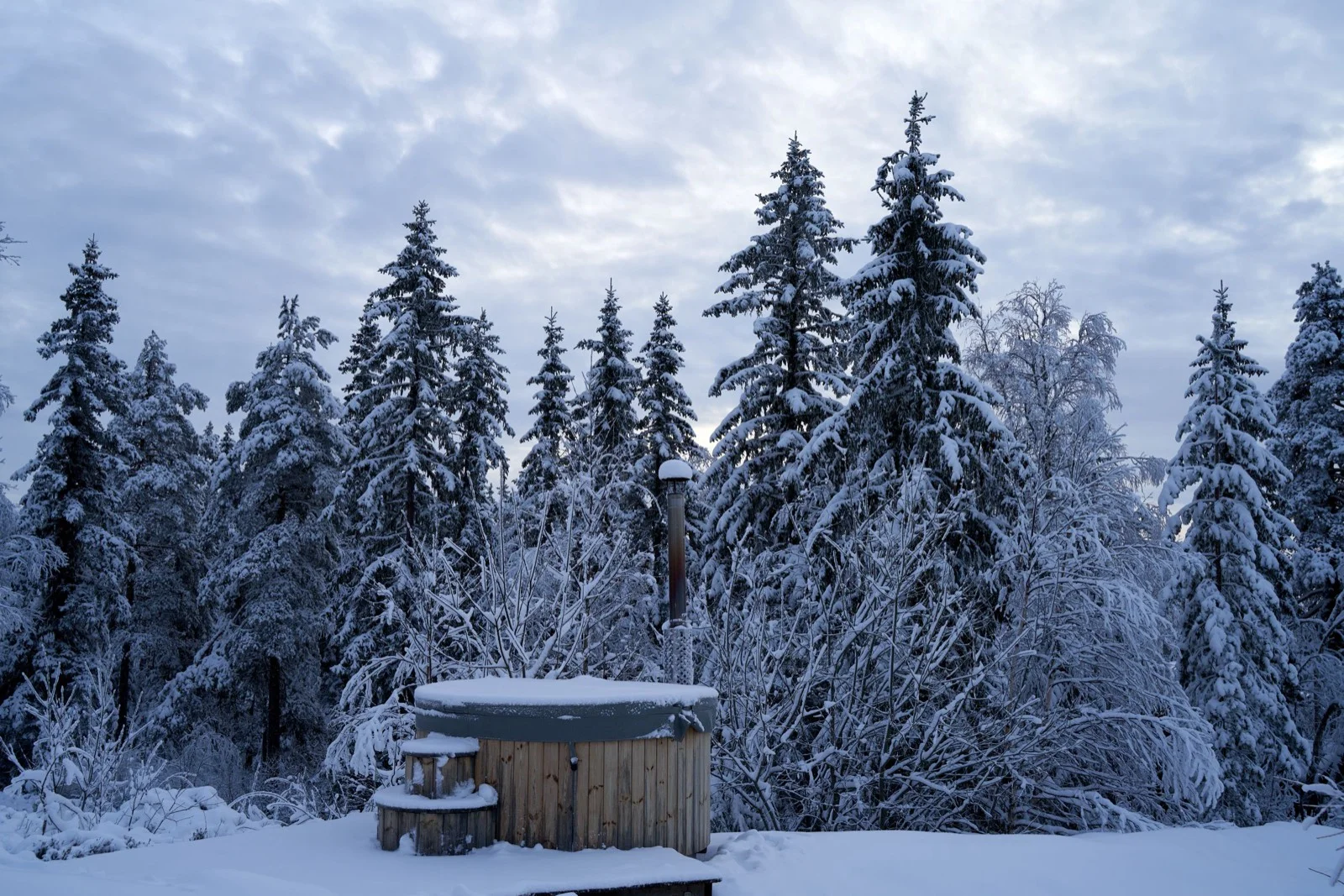 A hot tub in the forest